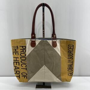 Crosstree Lane K&K Product of the Heart Globally Sourced Canvas Tote Bag Leather